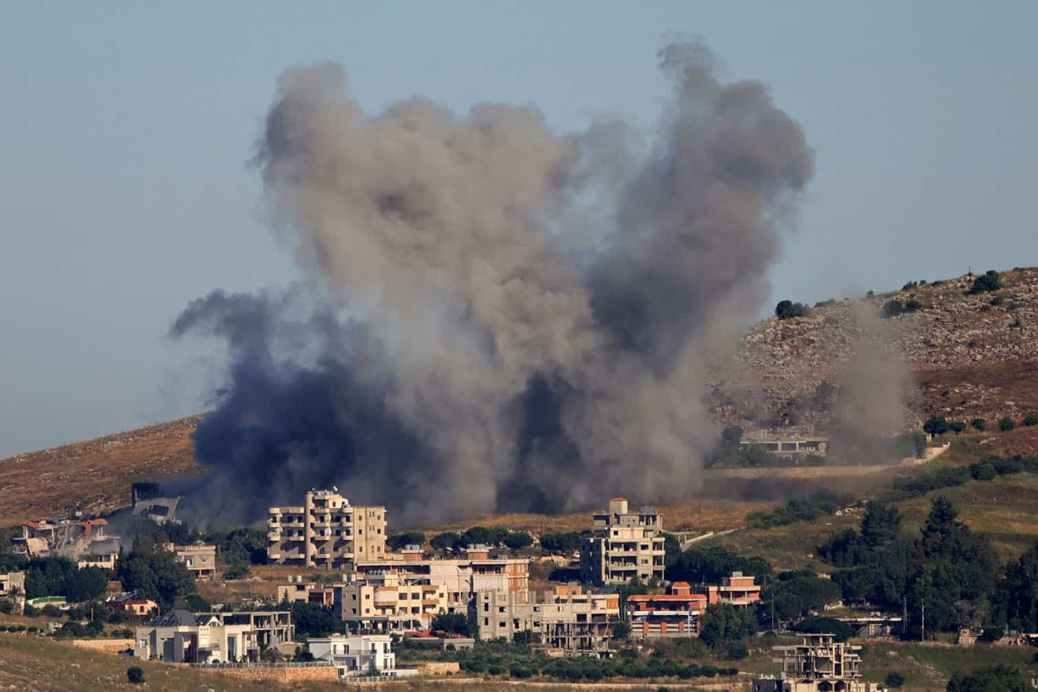 smoke rising from the site of an Israeli strike