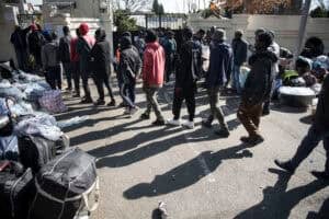 Malawian refugees camped outside the Malawi Consulate General