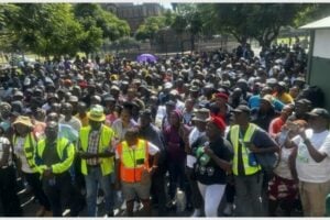 The group of outsourced security guards meeting during Workers' Day, photo for illustration purposes.
