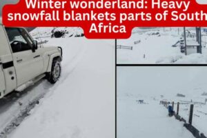 Heavy snowfall blankets parts of South Africa on Thursday.