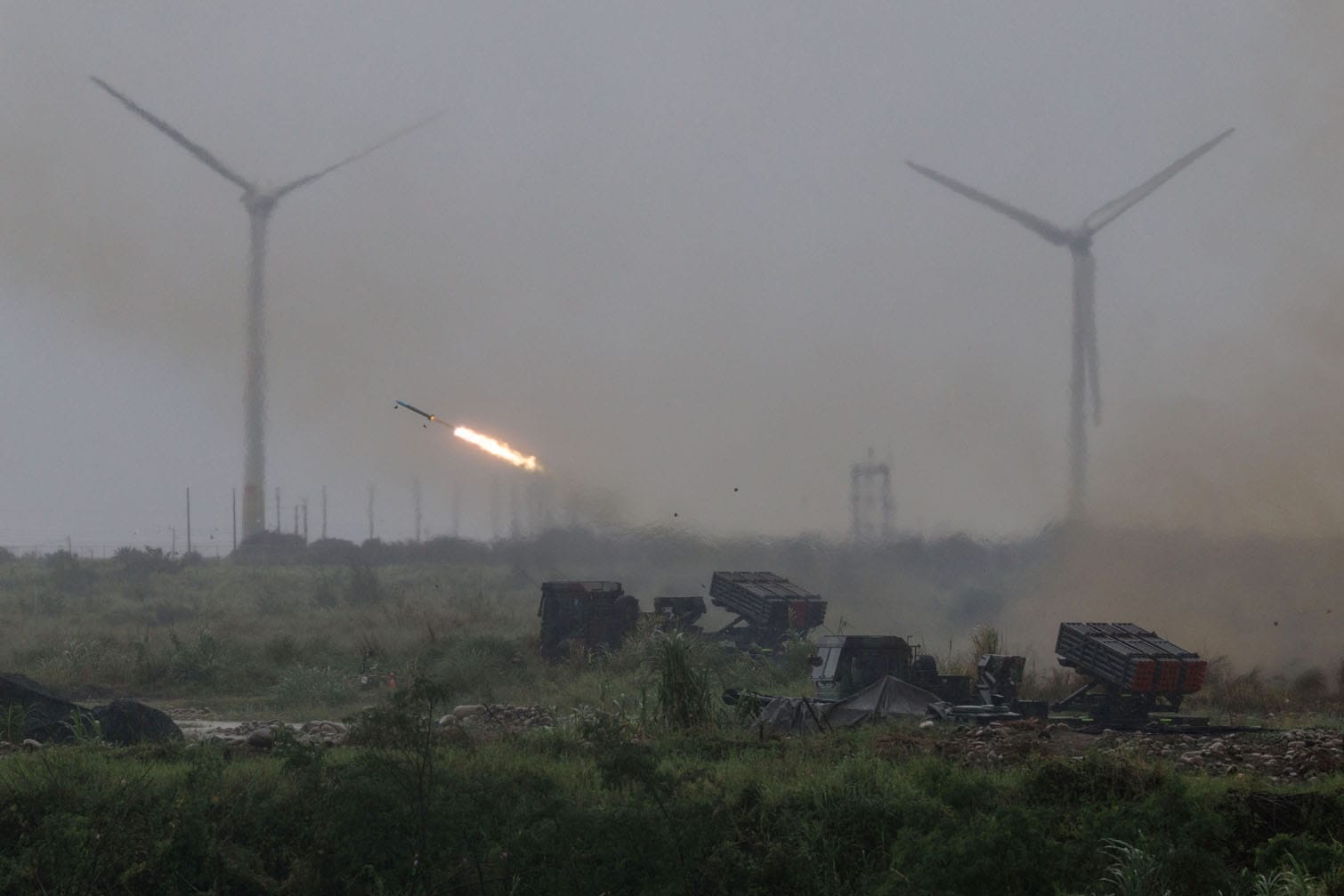 A Taiwanese Army RT-2000 multiple launch rocket system