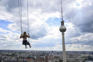 Visitors swing while viewing Berlin from above