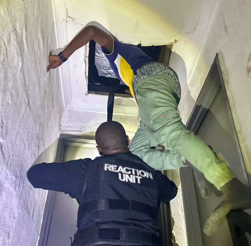 Suspect hides in wardrobe after officers recover firearms used in robbery