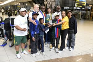 Junior Springbok coach Kevin Foote at OR Tambo Airport