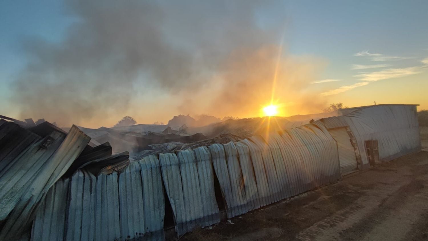 The warehouse in the Skukuza camp caught fire on Saturday night. Picture: Supplied/SANParks
