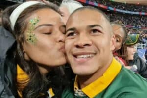 Cheslin Kolbe and his wife