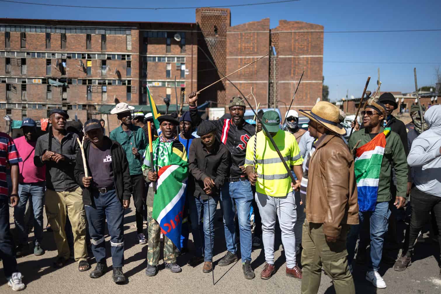 Protesters chant slogans