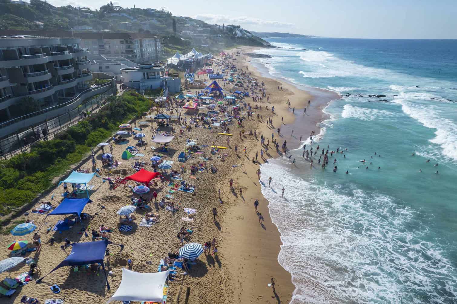 Spectators have flocked to Willard Beach in Ballito