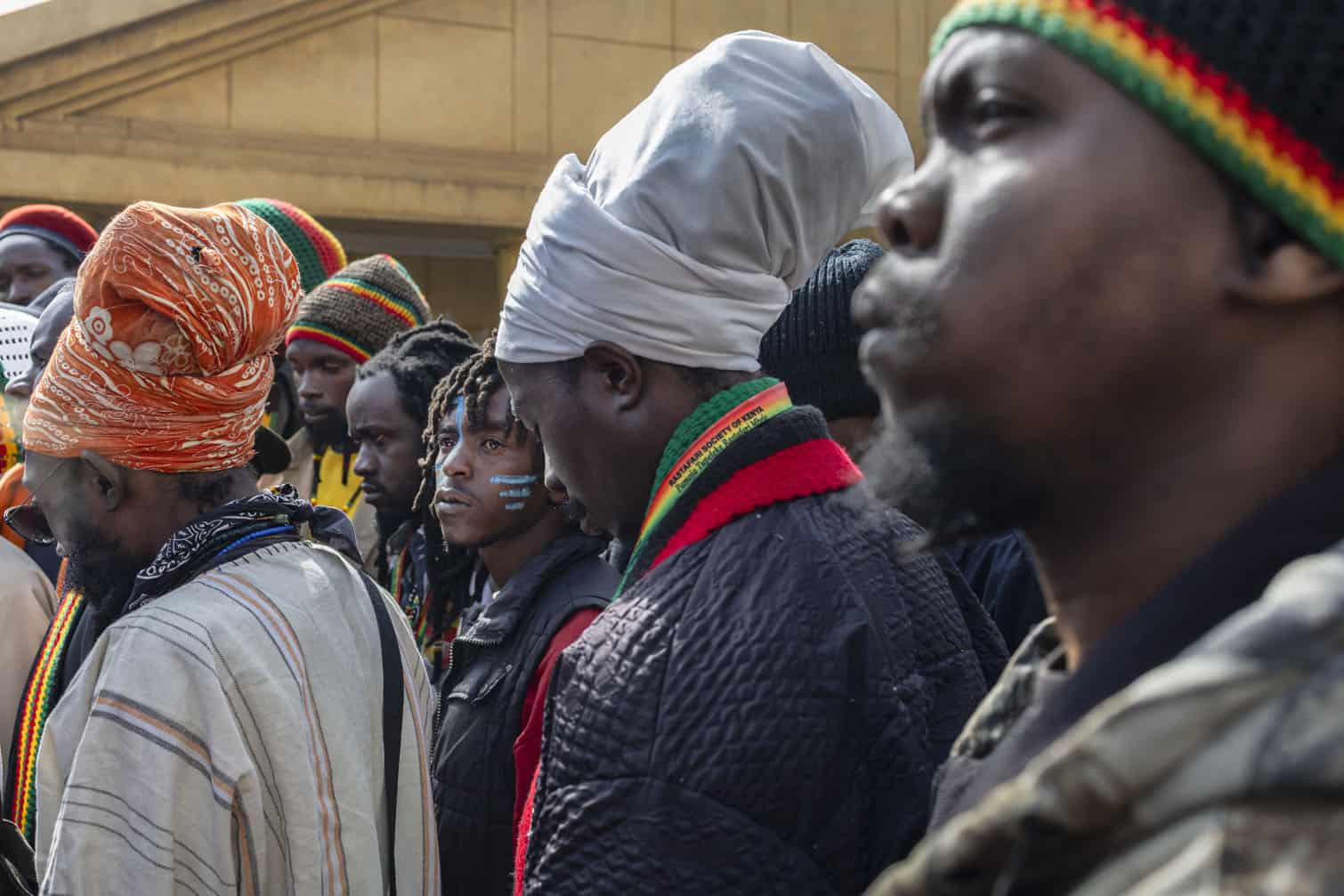 Rastafarians gather outside the Milimani Law Courts