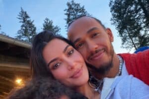 Kim Kardashian shares family lakeside holiday with Lewis Hamilton and her children