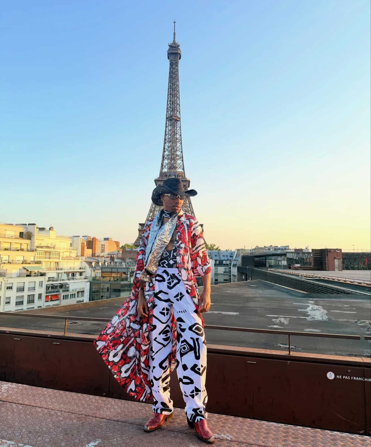 Imprint ZA designer Mzukisi Mbane (right) poses alongside Rich Mnisi during a recent visit to Paris. Picture: Instagram, @mzukisimbane
