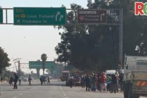 A small group of demonstrators in Polokwane CBD on June 30.