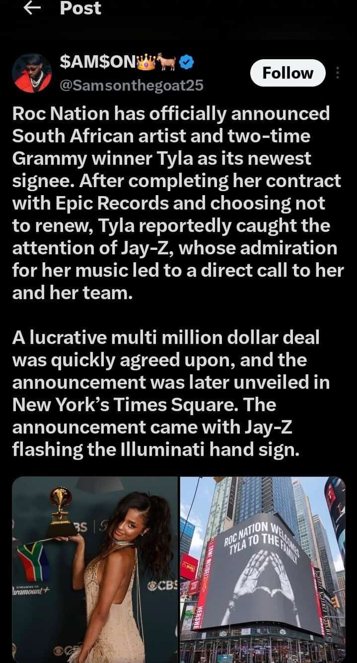 'I'm not signed to Rocnation' - Tyla clears the air after successful Afronation weekend