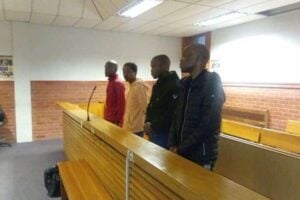 The four men convicted and sentenced for robbery and kidnapping at schools, Mthobisi Shozi, Brian Charles, Sbonelo Mkhulisi and Lebogang Magwaza.