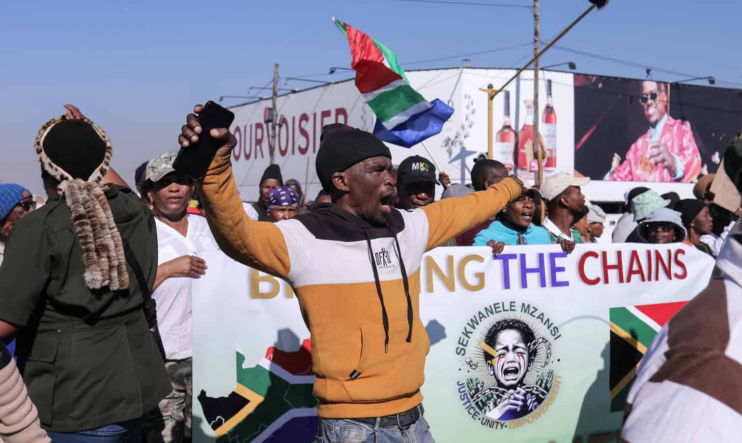 Protesters gather during an anti immigrant march