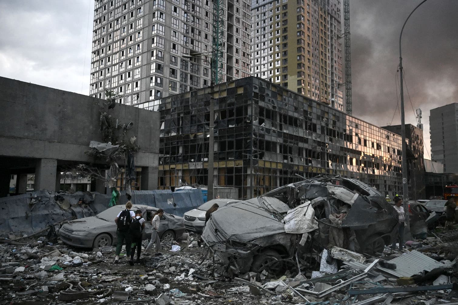 a Russian missile strike on the Ukrainian capital of Kyiv