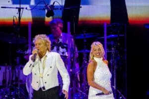 Rod Stewart performs at the Bassano Music Park on July 2, 2026, marking the official opening of the festival and his only exclusive stop in Italy for the ''One Last Time'' world tour. (Photo by Mimmo Lamacchia/NurPhoto) (Photo by Mimmo Lamacchia / NurPhoto via AFP)