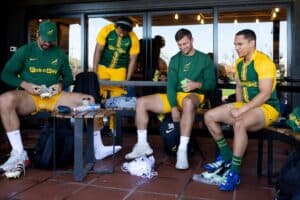 Springbok rugby players at training