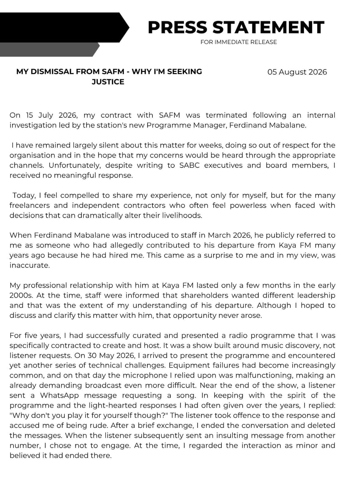 KG Moeketsi Breaks Her Silence On SAfm Axing - And Now The SABC Responds