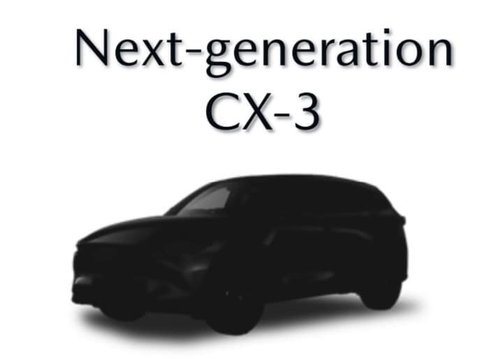 Teaser image confirming the next generation Mazda CX-3