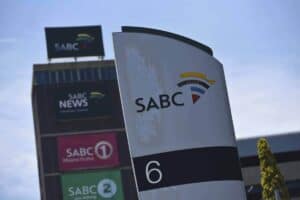 Outside the SABC studios
