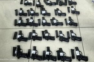 Some of the seized firearms.