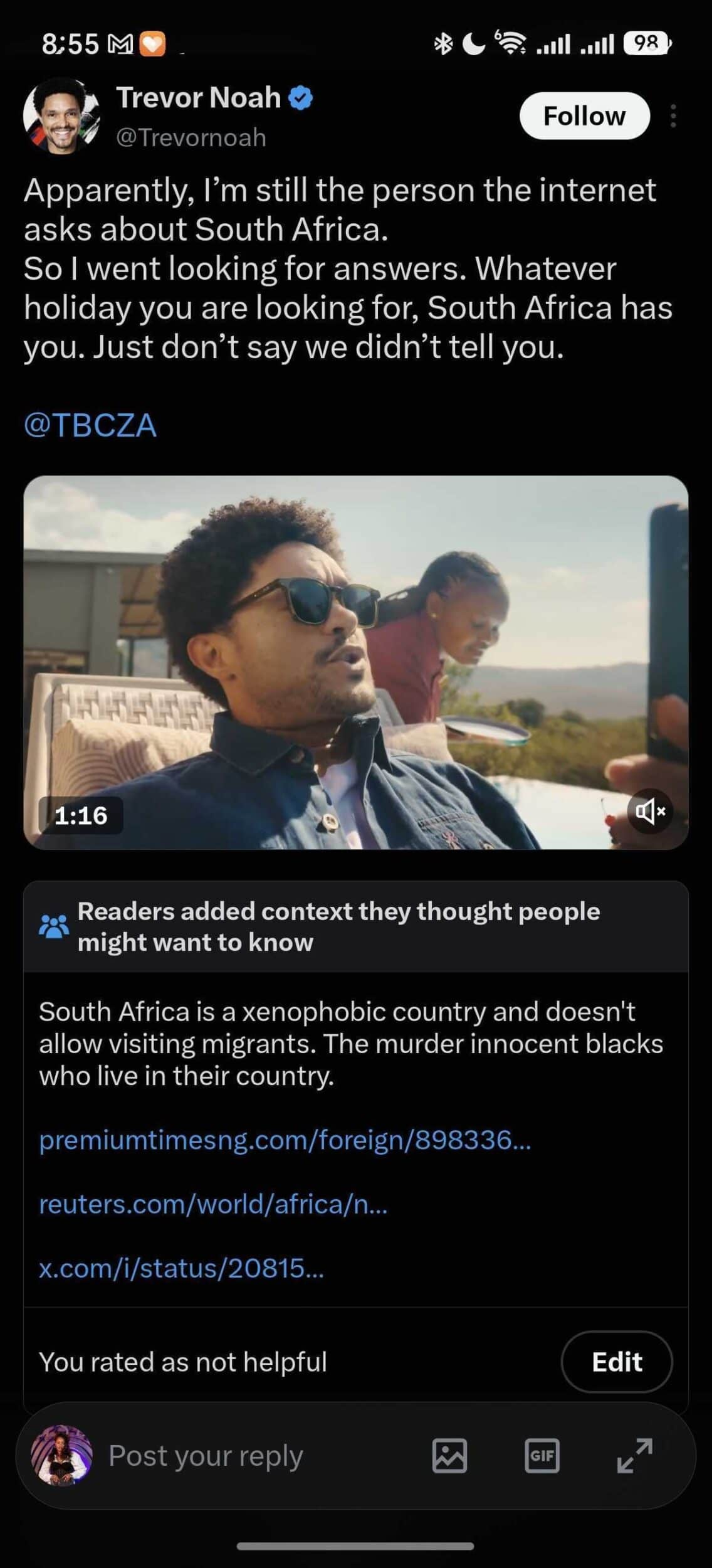 Trevor Noah's SA tourism ad sparks Community Notes war as critics cite xenophobia,