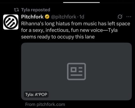 Tyla has responded to online backlash after a Pitchfork review comparing her to Rihanna was reposted on her official X account, reigniting a comparison the singer has long tried to navigate carefully. Picture: X, @tylasworld