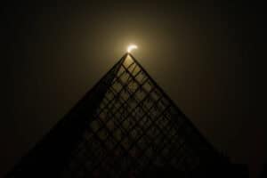 The moon passes over the sun's horizon