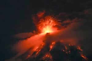 The Fuego volcano erupts 65 kilometers southwest of Guatemala City