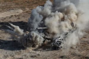 a mine-clearing tank of the Syrian Ministry of Defence