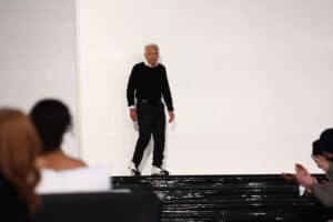 Designer Ralph Lauren waves during the runway finale at the Ralph Lauren Fall 2022 Fashion Show at the Museum of Modern Art on 22 March 2022 in New York City. Picture: Arturo Holmes/Getty Images