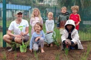 Terry-Ann Rens, Coco Abbott, Brody Jackson, Theo Firth and Luke Farrer with (front) Wrenley Jackson and Smukelo Zuke.