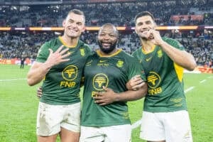 Springboks Jesse Kriel, Ox Nché and Damian de Allende