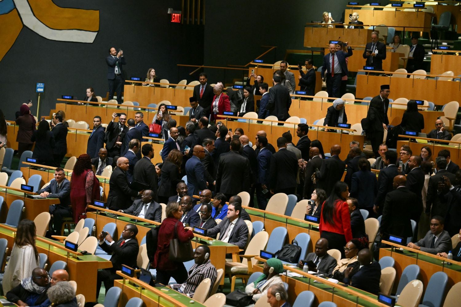 Some delegates leave as Israel's Prime Minister Benjamin Netanyahu addresses the 81st United Nations General Assembly at UN headquarters in New York on 24 September 2026. Picture: ANGELA WEISS / AFP