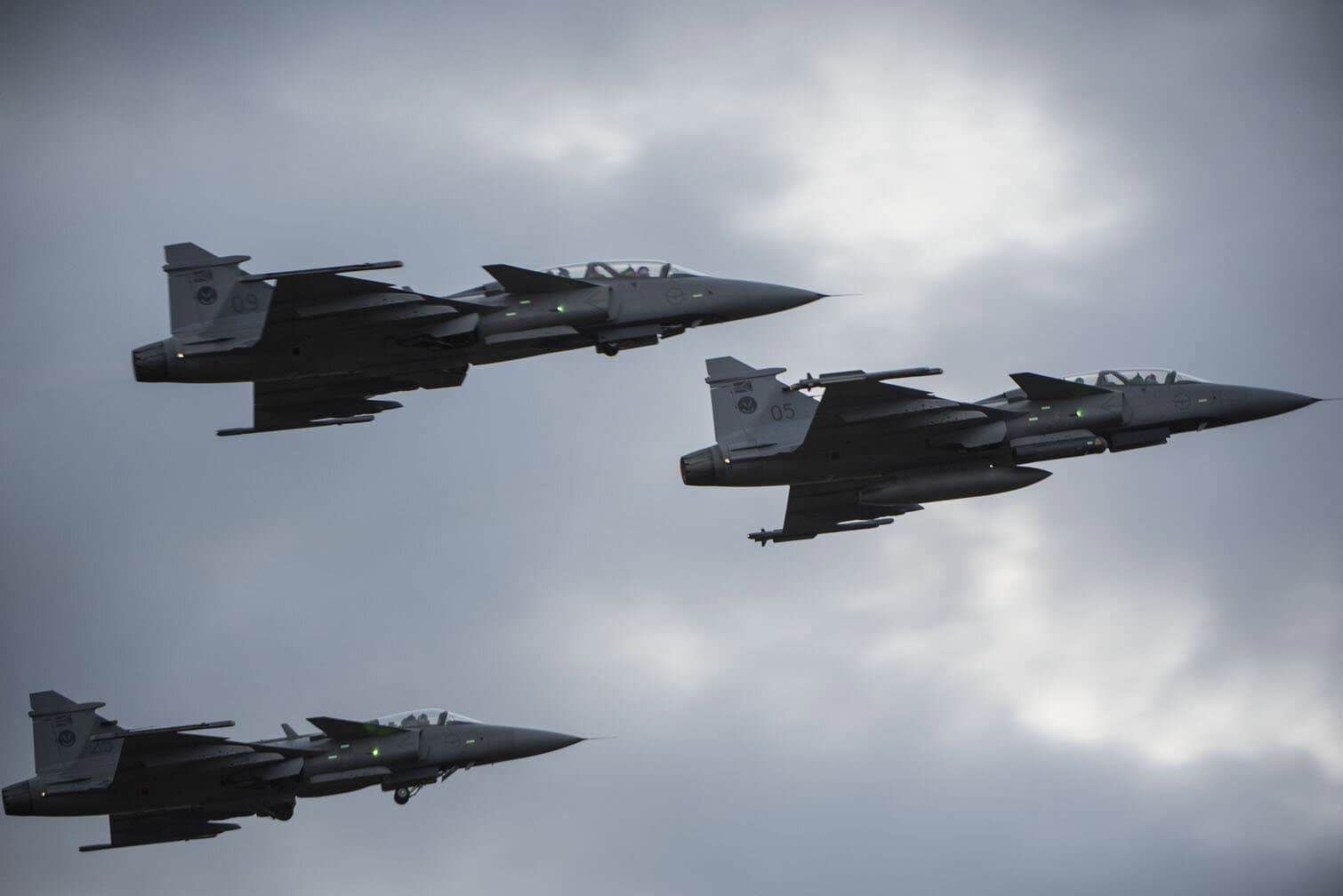 Three SAAB Gripen jets are seen at the Africa Aerospace and Defence (AAD) 2026 expo, 19 September 2026, at Air Force Base Waterkloof in Centurion. The expo serves as Africa's premier aerospace and defense exhibition, showcasing air, land, and sea technologies. Saturday and Sunday featured a public airshow including the gripens and hawk jets, as well as the Roovalk helicopter, among others. Picture: Michel Bega/The Citizen