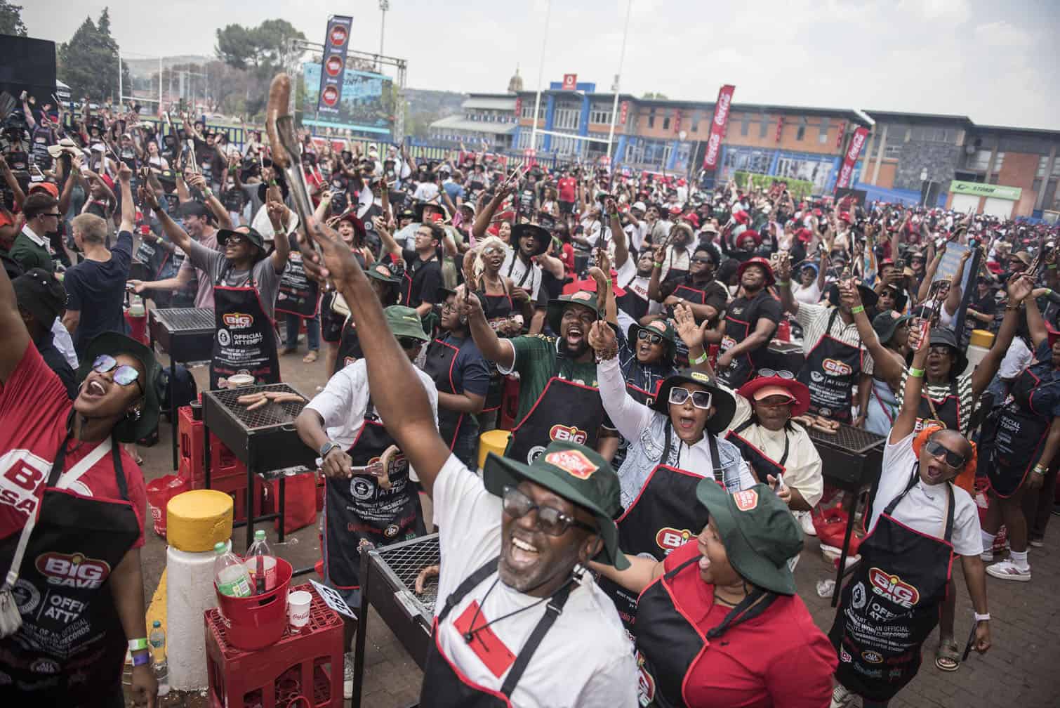Participants take part in a Guinness World Record attempt for the most people braaiing simultaneously, 24 September 2026, at Loftus Versfeld Stadium in Pretoria. Organisers were hoping for three thousand people to gather on Heritage Day at the event to fire up the coals, celebrate their culture, and braai some wors. Picture: Michel Bega/The Citizen