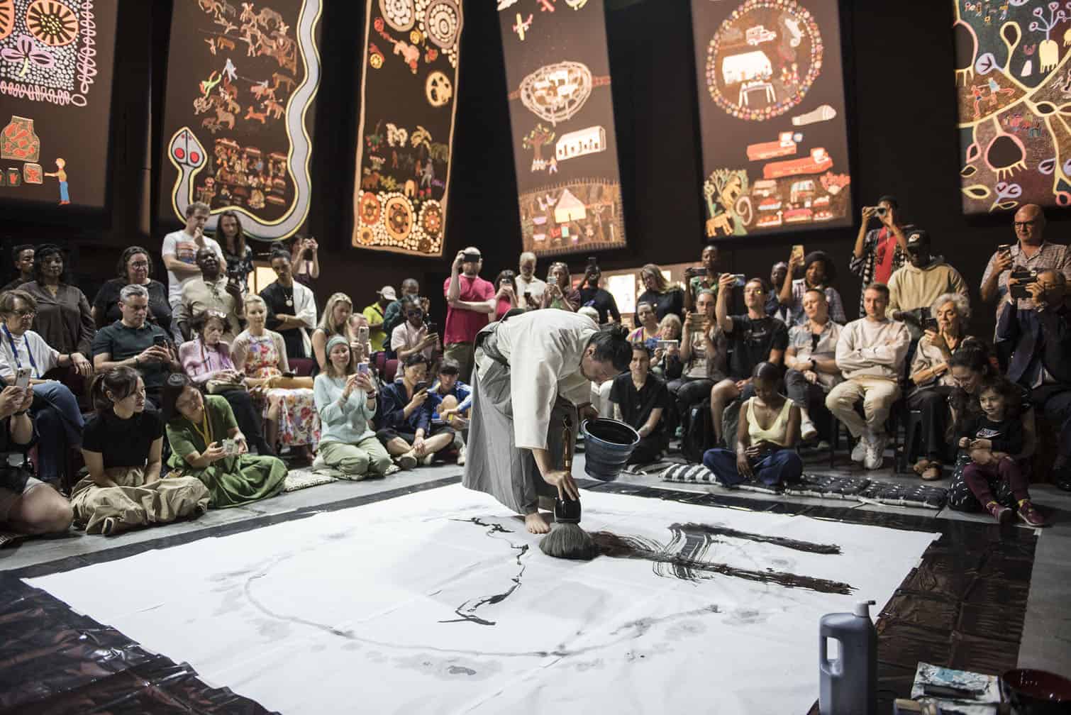 Japanese shodo artist, lecturer and author Kamari Maeda performs Japanese calligraphy, 26 September 2026, at the Wits Origins Centre in Braamfontein, in a heritage exchange with the Embassy of Japan. Shodo has been practiced in Japan for 1 500 years. Artists use specially prepared black ink to write in controlled artistic brushstrokes that reflect a meditative state. Picture: Michel Bega/The Citizen