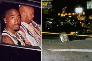 Suge Knight was driving Tupac back to his accommodation after an evening spent watching a boxing match at a casino in Las Vegas. He was shot four times and later died from his injuries. Picture: Twitter