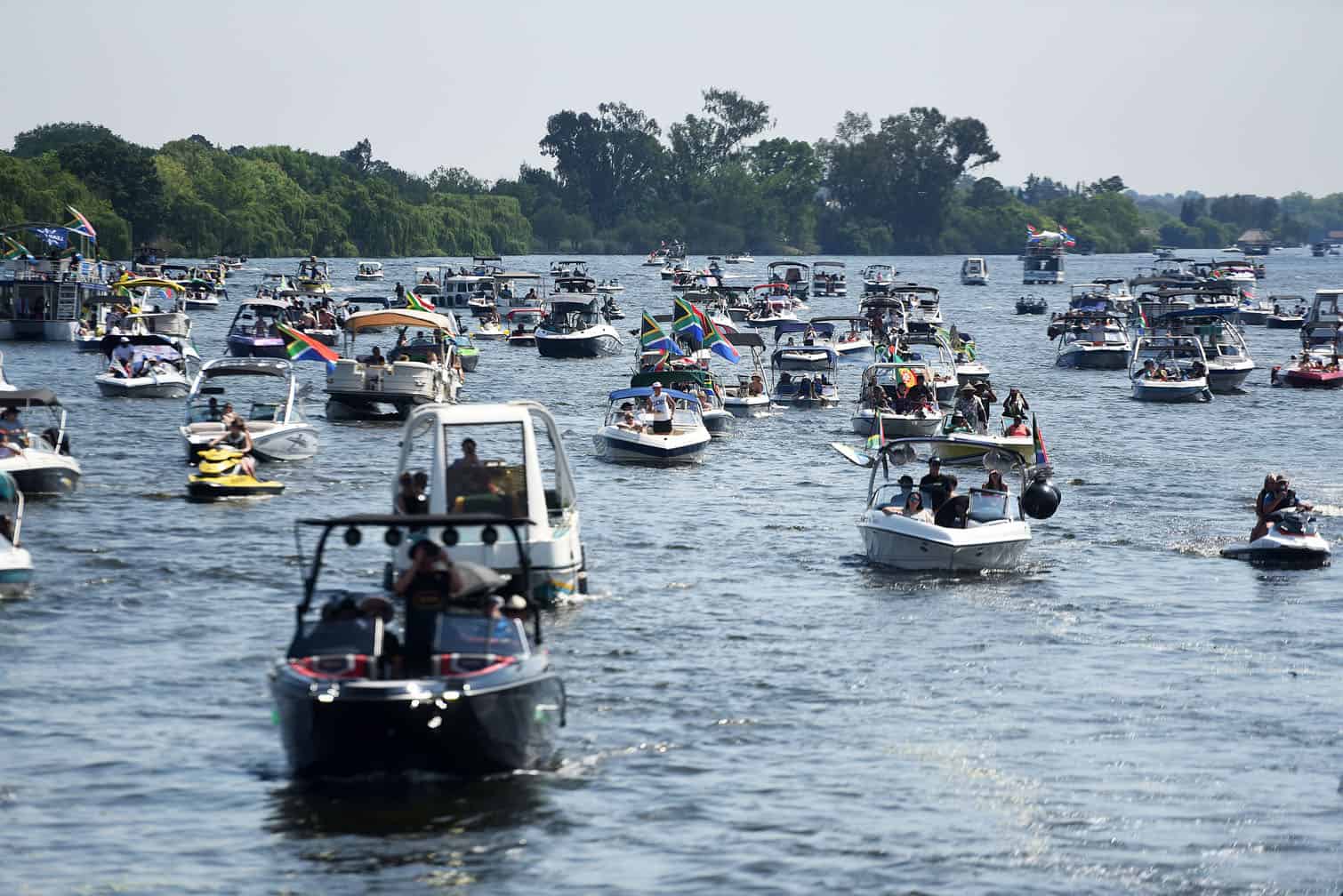 Hundreds of boats take to the Vaal River during the official opening of the Vaal River boating season on Heritage Day at Stonehaven in Vanderbijlpark, Emfuleni, 24 September 2026. The Spirit of Jen led the flotilla as it passes through the Stonehaven Bridge. Picture: Nigel Sibanda/The Citizen