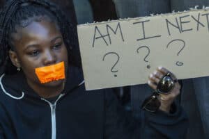 Silent Protest Against Gender Based Violence In Cape Town