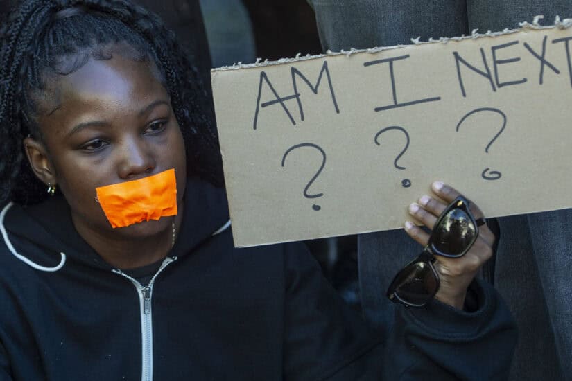 Silent Protest Against Gender Based Violence In Cape Town