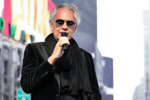 Andrea Bocelli enthralls crowds in Times Square with a performance to celebrate Trinity Broadcasting Networks’ premiere of THE JOURNEY: A Music Special from Andrea Bocelli, in theaters beginning April 2. Combining world-class musical performances with intimate conversations while on horseback traveling the Italian countryside, the film features performances by Bocelli with Michael W. Smith, Tori Kelly, TAYA, Tauren Wells and HAUSER from 2CELLOS on March 23, 2023 in New York City. (Photo by Jamie McCarthy/Getty Images for Trinity Broadcasting Network)