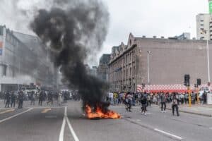 Anti-illegal immigration protests in Durban on 9 October 2026. Picture: Rajesh Jantilal / AFP.