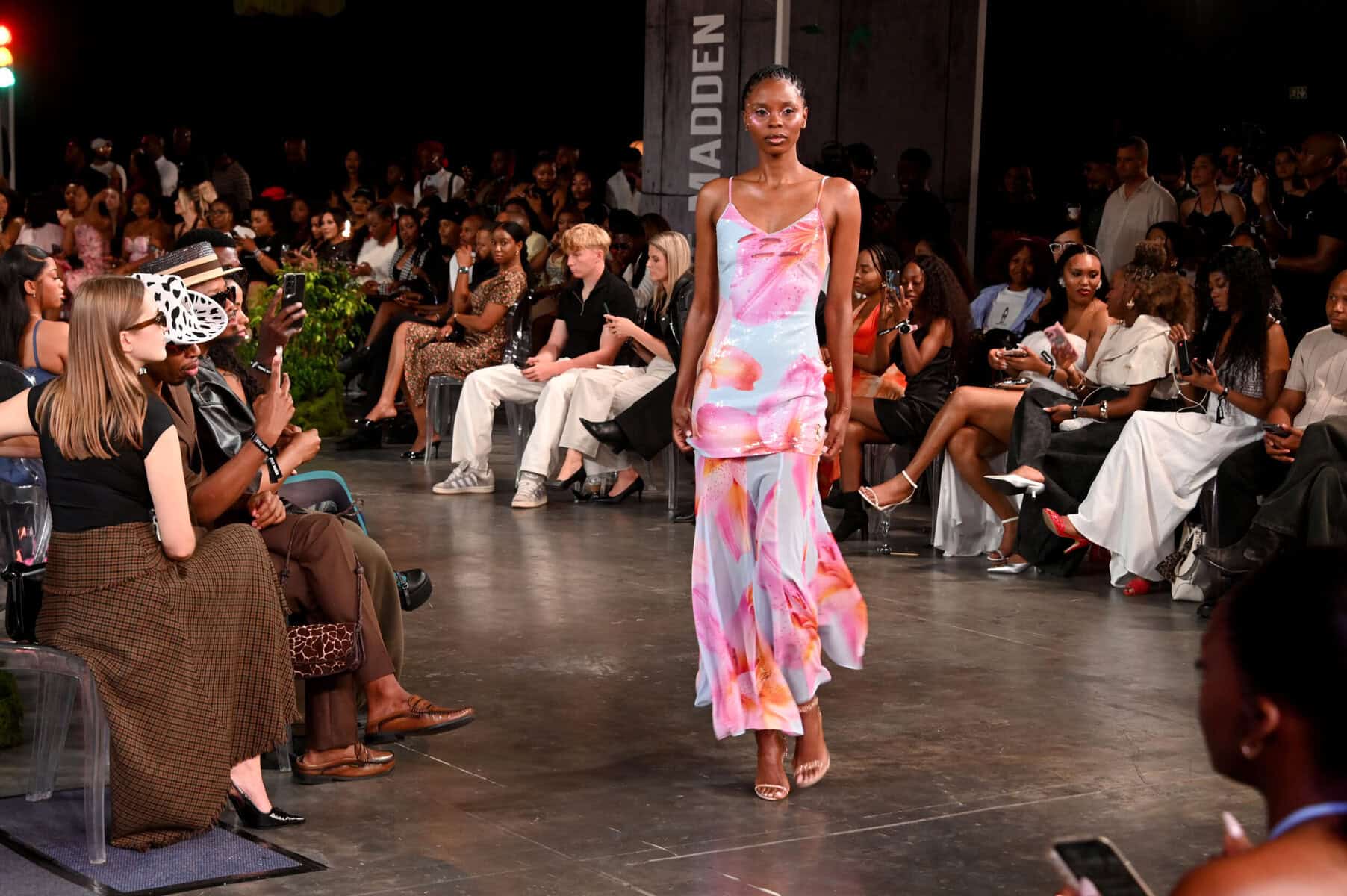 Model at the Steve Madden South Africa SS26 Fashion Show at Sandton Convention Centre on October 15, 2026 in Sandton, South Africa. (Photo by Gallo Images/Oupa Bopape).