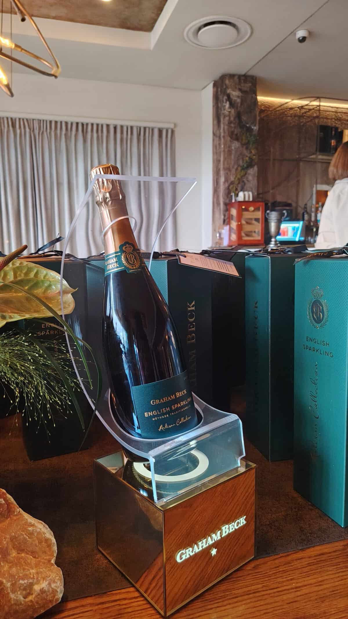 We tasted Graham Beck's first English sparkling wine, at R1 200 a bottle