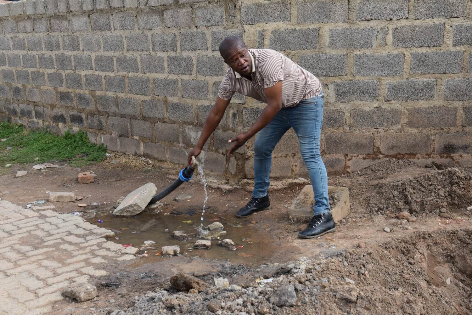 A Hlalanikahle, Emalahleni, resident shows The Citizen a communal tap on 8 September 2026. Picture: Shaun Holland/The Citizen