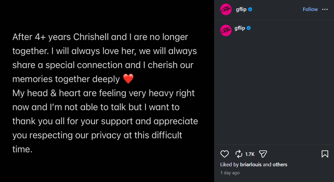 G-Flip's statement. Picture: Screenshot
