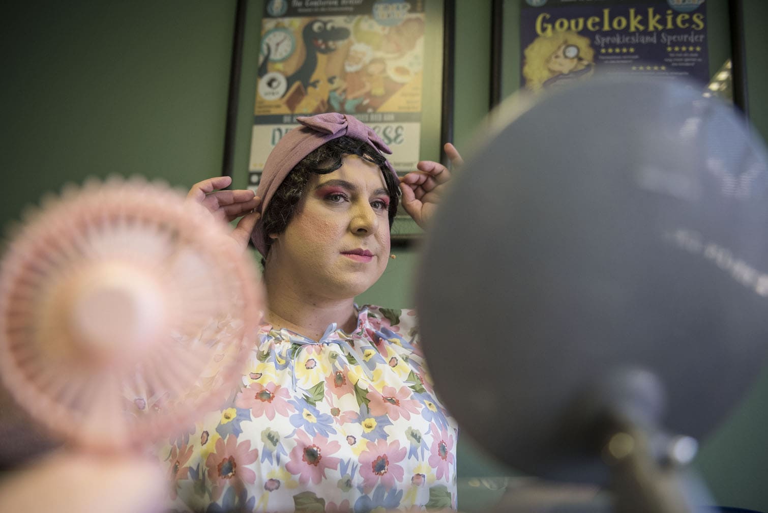 Thiart Li, who performs as Edna Turnblad, prepares backstage, 22 October 2026, ahead of a rehearsal of the musical Hairspray at Die Centurion Teater, in Centurion. The show is produced by Scenario Productions and runs until 7 November. Picture: Michel Bega/The Citizen