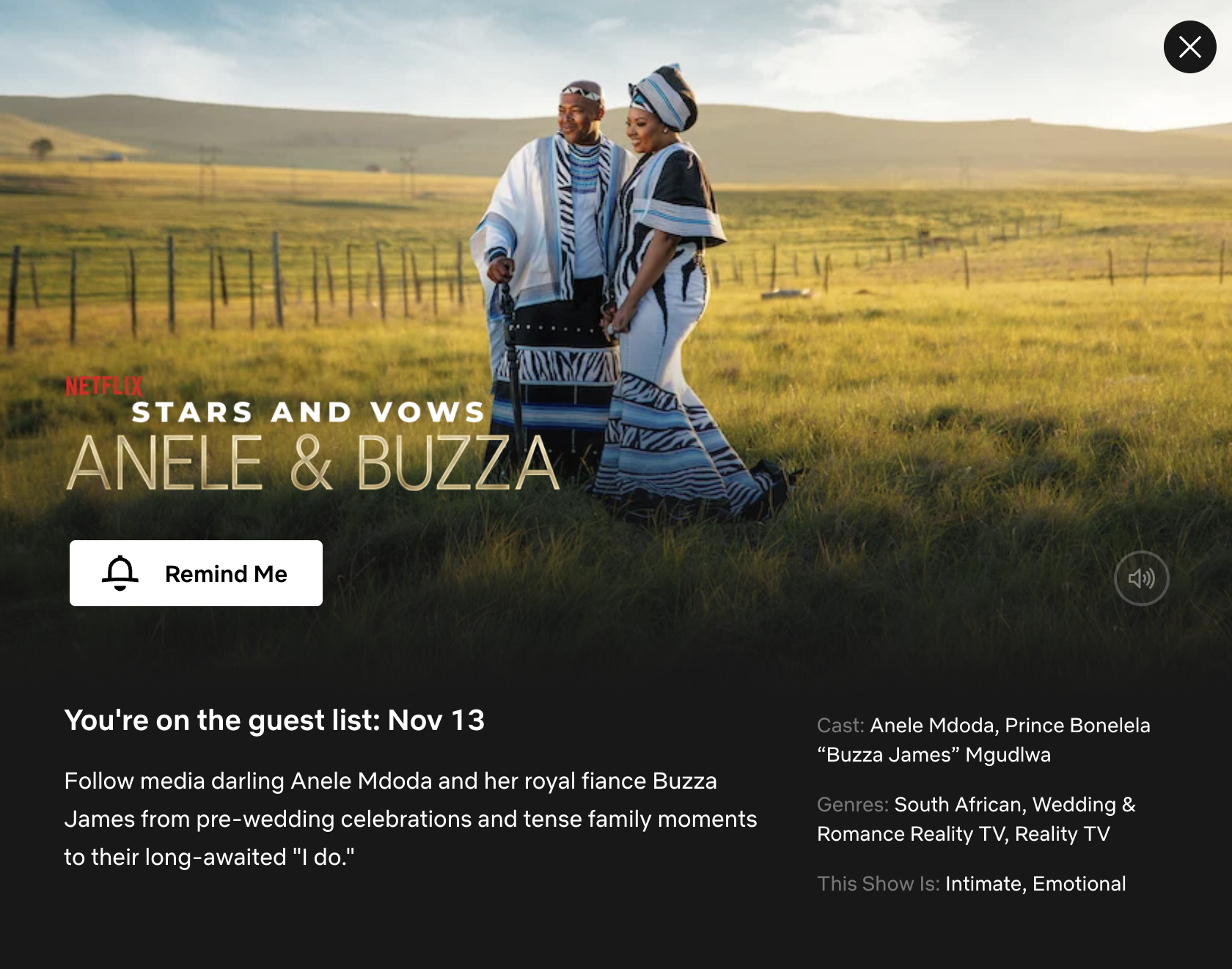 Stars & Vows: Anele and Buzza's Netflix premiere date confirmed